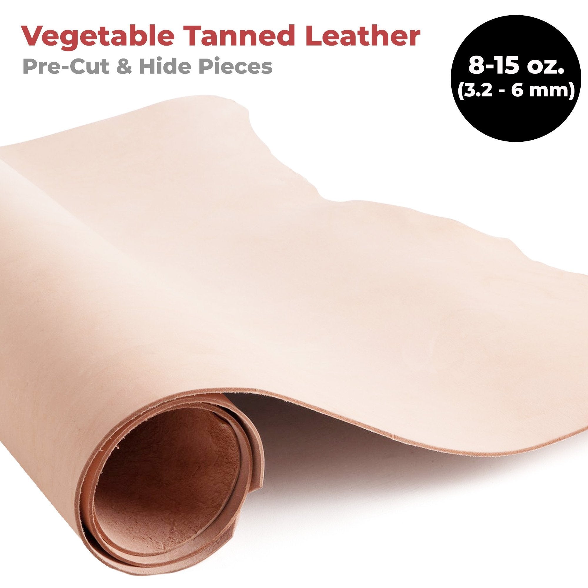 8-11 oz. (3-5mm) Vegetable Tanned Craftsmen Cut Leather Tooling Leather Cowhide Full Grain Leather