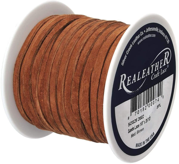 Realeather Suede Lace, 1/8" x 25 yd, Multicolors Available