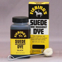 Fiebing's Black Suede Dye (4 oz) - Recolor, Brighten & Restore Suede & Roughout Leather Shoes, Furniture, Purse - Includes Wool Dauber for Easy Application - Flexible When Dry, Won't Crack or Peel