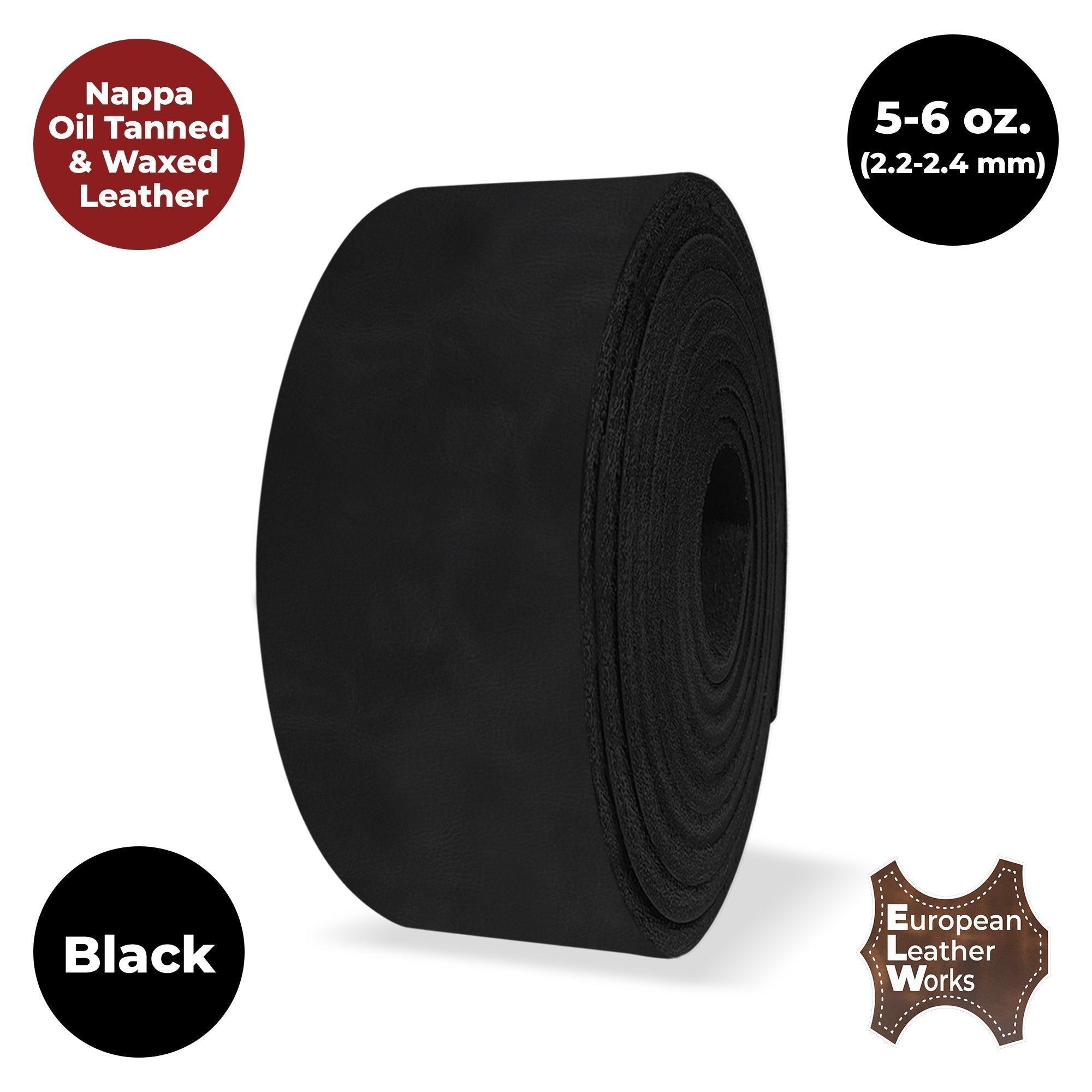 ELW 5-6 oz (2-2.4mm) Nappa Oil Tanned & Waxy Finish Leather 84" (213cm) Length, Belt Grade Straps Full Grain Craftsman A/B Grade Natural Cowhide, DIY, Crafting, Strips Secondary image