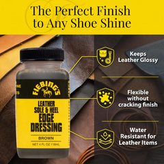 Fiebing's Leather Sole & Heel Black Edge Dressing (4 oz) - High Gloss Shoe Dressing for Leather Soles and Heels - Provides a Protective, Glossy Finish After a Shoe Shine - Includes Brush Applicator