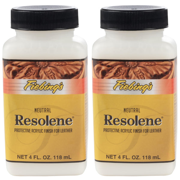 Fiebing's Acrylic Resolene (Neutral 2 Pack, 4 oz Each) - Protective Acrylic Leather Finisher - Glossy Top Coat for Dyed & Polished Leathercraft - Flexible, Durable, Water Resistant for Boots, Couch