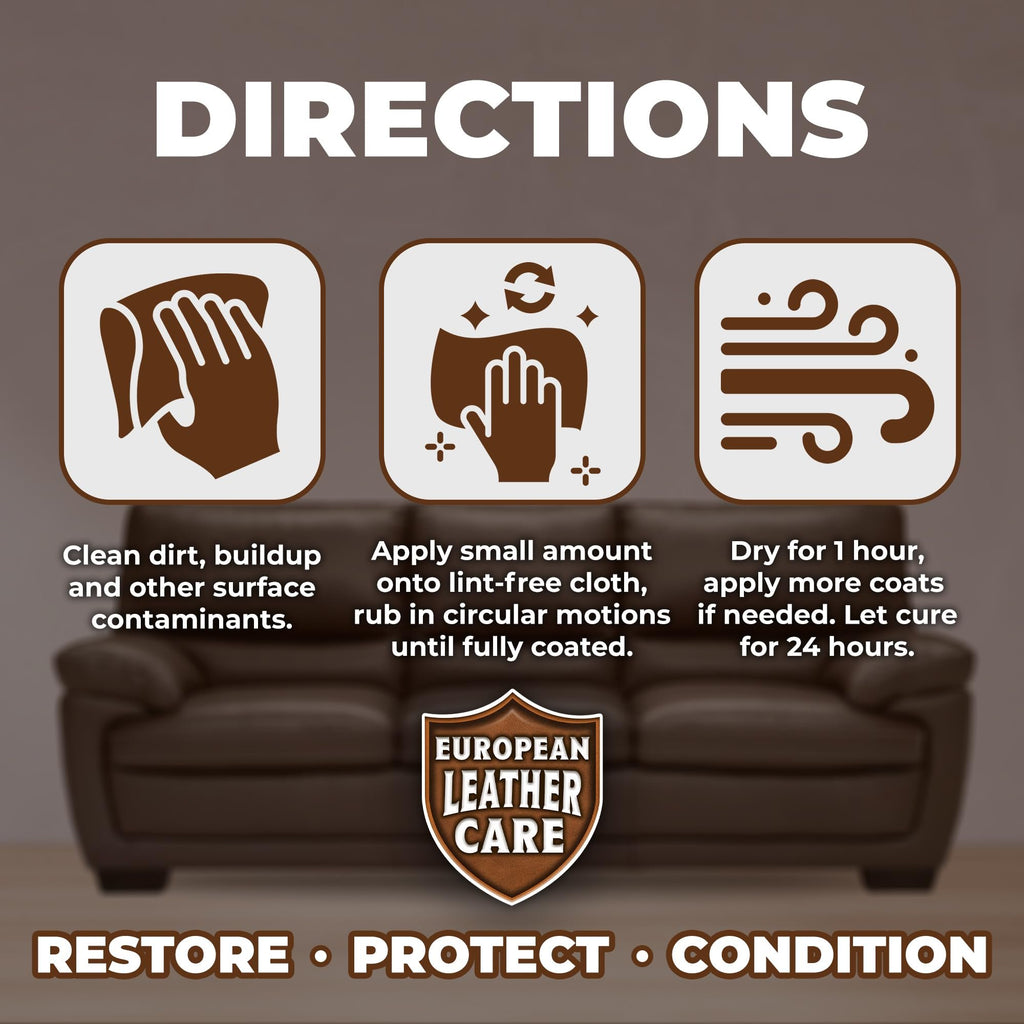 Leather Cream Conditioner & Protection - All Natural Ingredients - European Leather Care Cream - Made in the USA