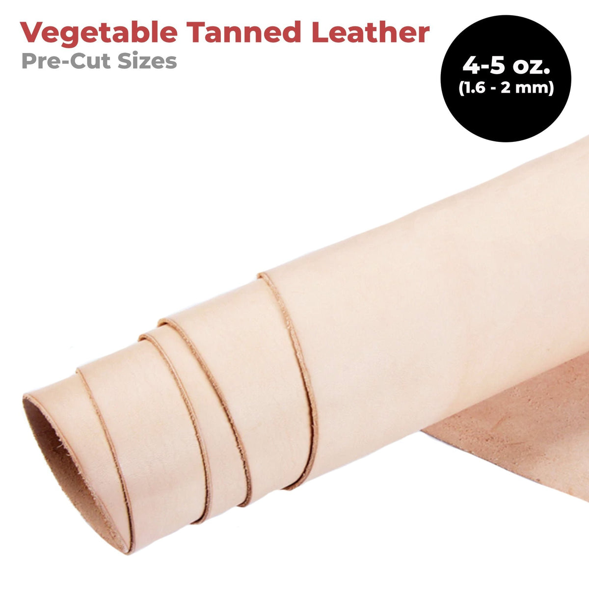 ELW Full Grain Cowhide Leather 4-5 oz [1.6-2mm] Thickness in Pre-Cut - AB Grade Hide Vegetable Tanned Leather Using for Tooling, Carving, Molding, Dyeing Material for Craft, Hobby, Workshop Main image
