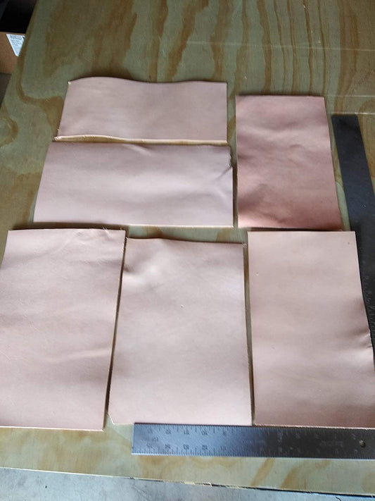 Scrap PRE-Cut Squares 8/9 OZ (3.6/4.0 mm) EUR Import VEGTAN Natural Leather -9 SQFT