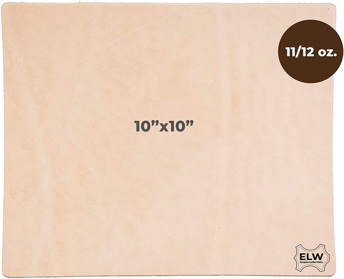 Import Tooling Craft Leather Thick Heavy Weight 11/12 oz | Pre-Cut 10"x10" | Vegetable Tanned | Full Grain | Crafts, Tooling, Hobby Workshop, Repair Main image