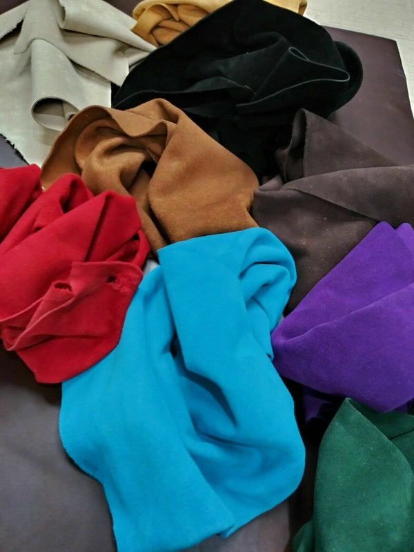 2-5 oz. (1.4-2mm) Suede Leather Cowhide Scraps Perfect for Crafting, Lace Leather, Jewerly Accessories, Bags, Garments, Furniture, Auto Upholstery