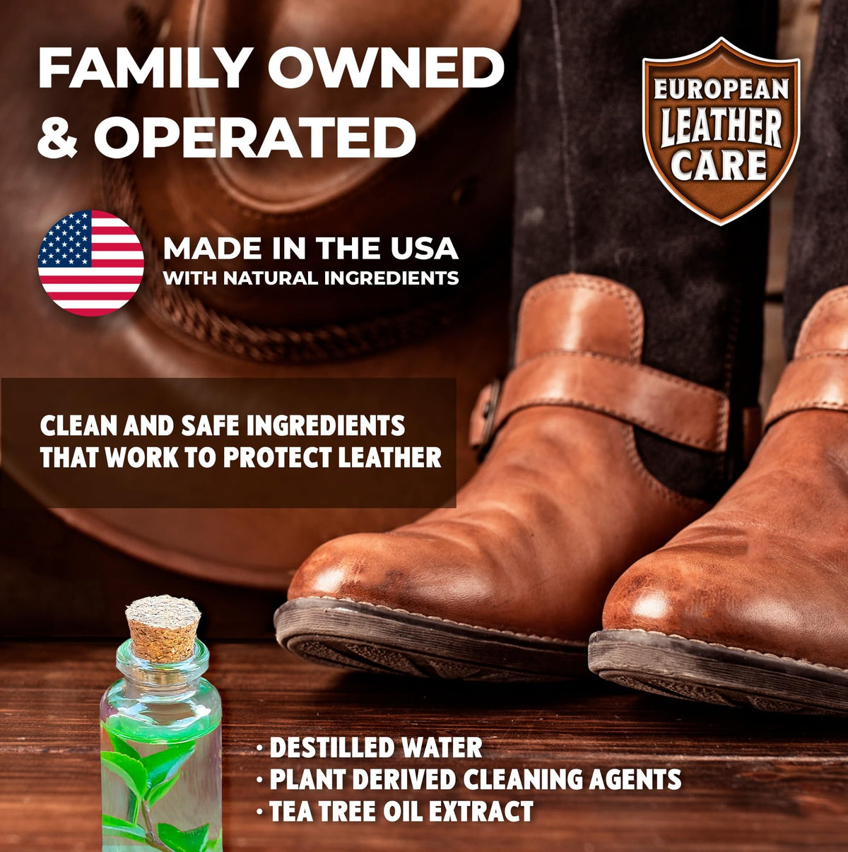 Leather Spot Cleaner  - All Natural Ingredient - European Leather Care - Made in USA