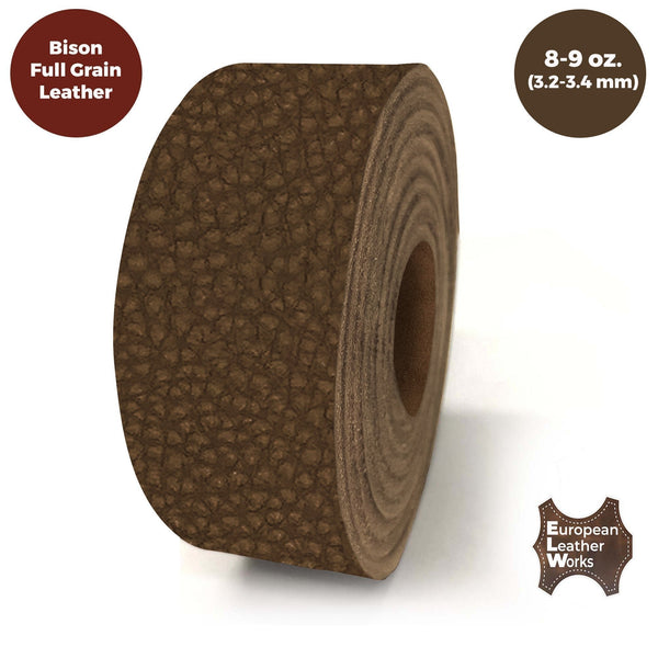 ELW Genuine American Leather Bison 8-9 oz (3.2-3.4mm) Thickness 72" Length Straps, Belts, Strips  Full Grain Hide DIY Craft Projects, Bag, Chap, Moccasins, Jewelry, Wrapping