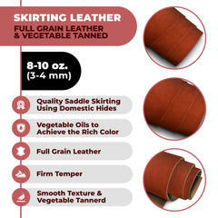 8-10 oz (3-4 mm) Skirting Veg Tan Leather Cowhide