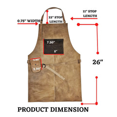 ELW Full Grain Leather Apron-Chest Pouch with Side Pocket, BBQ Apron, Kitchen, Cooking, Bartending, One Size for Men & Women