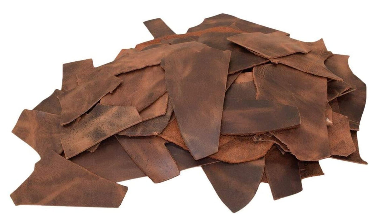 1 LB Scraps Full Grain Leather Tooling Crafts 100% Cowhide 5/6oz (2.0mm) - Brown Main image