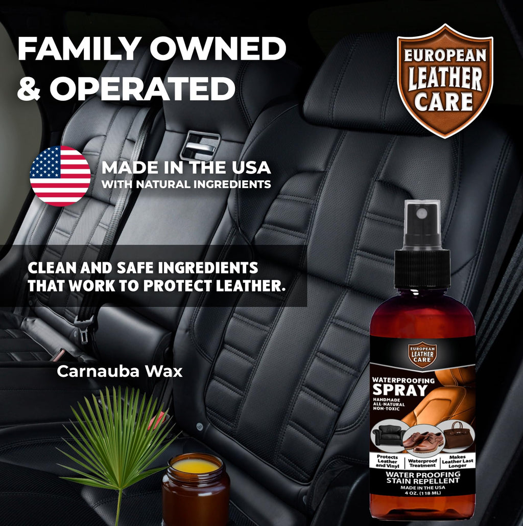 Waterproofing Spray - All Natural Non-Toxic Leather Shoe Suede Protector Spray - European Leather Care - Made in USA