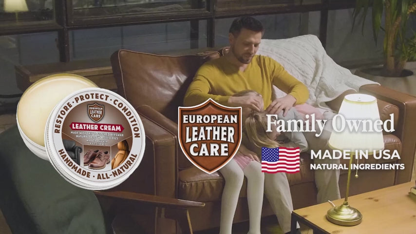 Leather Cream Conditioner & Protection - All Natural Ingredients - European Leather Care Cream - Made in the USA