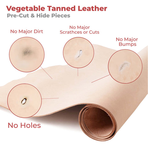 ELW Tooling Leather Vegetable Tanned 6-7 oz. (2.4-2.8mm) Heavy Thickness Weight Pre-Cut Leather Sheets 6" to 48" Cowhide Leather