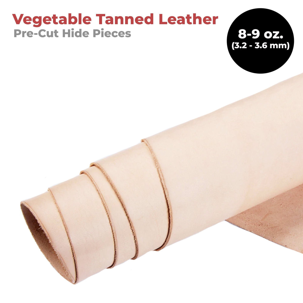 ELW Vegetable Tanned Leather 8-9 Oz. (3.2-3.6mm) Thickness | Pre-Cut Sizes 6" to 48" | Tooling Leather Cowhide - Full Grain Leather - elwshop.com