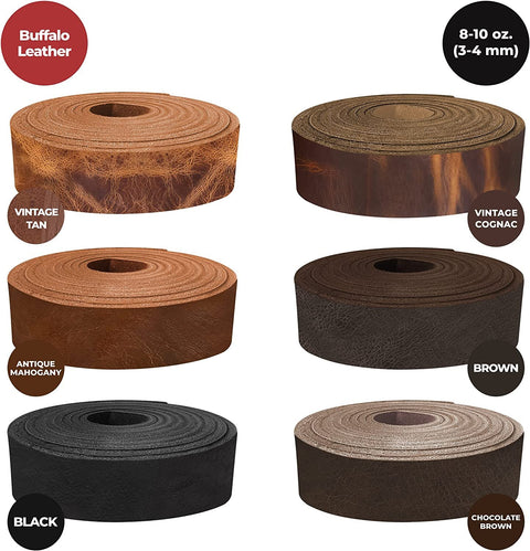 European Leather Works - Buffalo Belt Blanks 8-10 oz (3-4mm) 50" Length Full Grain Leather Belt Straps/Strips for Tooling, Holsters - elwshop.com