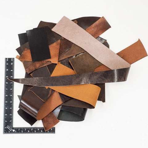 2 LB Leather Scrap Bags Lightweight to Heavy 4-10oz (2-3.6mm) Vegetable Tanned Leather Cowhide - elwshop.com