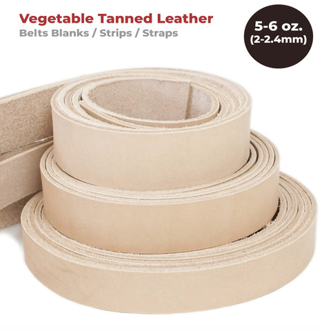 ELW Vegetable Tanned Leather Belt Blanks Strips Straps 5-6oz (2mm) Thickness Sizes 1/2" to 4" W X 52" to 84" L,Tooling Leather, Full Grain Veg Tan - elwshop.com