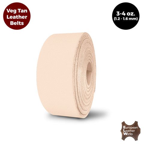 ELW Leather Blank Belt - 3 to 5 oz Thickness - Size 1/2” to 8" Wide & 50” to 84" in Length Cowhide Vegetable Tanned - Full Grain Strip, Strap - Ideal for DIY Belts - for Tooling, Crafting & Stamping - elwshop.com