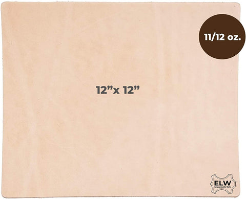 Import Tooling Craft Leather Thick Heavy Weight 11/12 oz | Pre-Cut 12"x12" | Vegetable Tanned | Full Grain | Crafts, Tooling, Hobby Workshop, Repair - elwshop.com