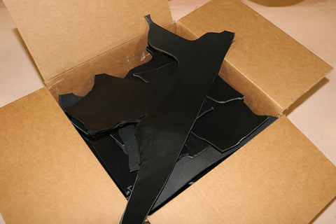 5 LB Scrap Leather Cowhide 7-10oz Assorted Sizes Black Vegetable Tanned - elwshop.com