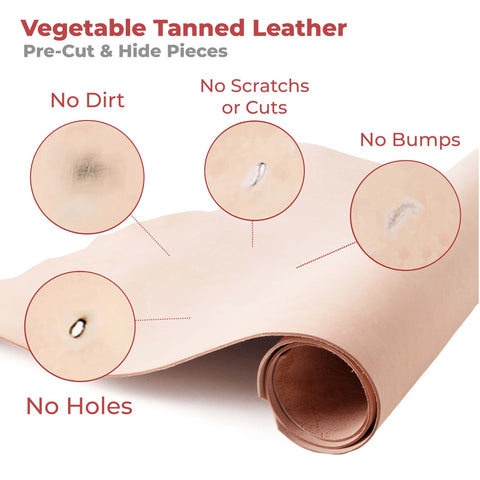 ELW 8-15 Oz (3.2-6mm) Thickness Weight Vegetable Tanned Leather Pre-Cut Cowhide Grade A Full Grain Leather Veg Tan For Tooling, Holsters, Knife Sheaf, Carving, Embossing, Stamping, Dyeing - elwshop.com