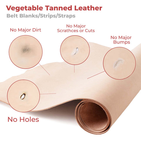 ELW Leather Blank Belt - 11-12 oz. (4.4-5 mm) to 13-15 oz. (5.2-6 mm) Thickness - Cowhide Vegetable Tanned - Full Grain Strip, Strap - Ideal for DIY Belts for Tooling, Crafting & Stamping