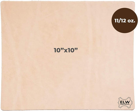 Import Tooling Craft Leather Thick Heavy Weight 11/12 oz | Pre-Cut 10"x10" | Vegetable Tanned | Full Grain | Crafts, Tooling, Hobby Workshop, Repair - elwshop.com