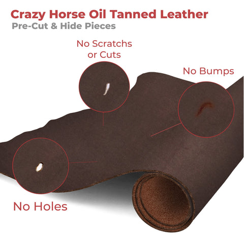 ELW Crazy Horse Leather 5-6 OZ (2-2.4mm) Full Grain Cowhide Handmade Leather for DIY, Crafts, Sheaths, Sewing, Workshop - elwshop.com