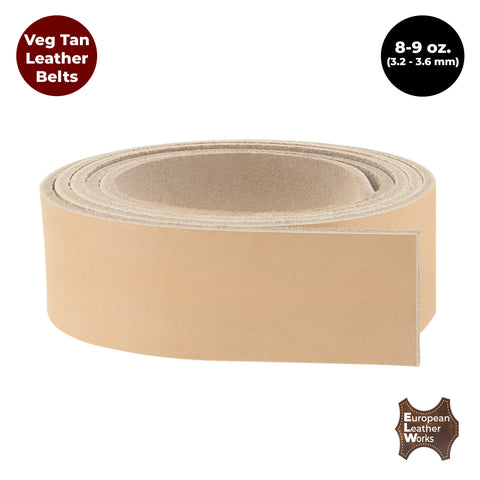 ELW Belt Blanks Strips/Straps 8/9 oz. (3.2-3.6mm) Thickness Size 3/4"x60" Full Grain Import Natural Cowhide Vegetable Tanned Leather for Tooling, Engraving, Embossing, Molding, & Dyeing - elwshop.com