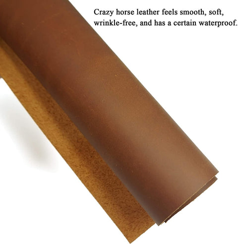 Brown Tooling Leather Square 2.0mm Thick Cow Hide Leather Crafts Tooling Sewing Hobby Workshop Crafting (Brown - Crazy Horse, 12"x48") - elwshop.com